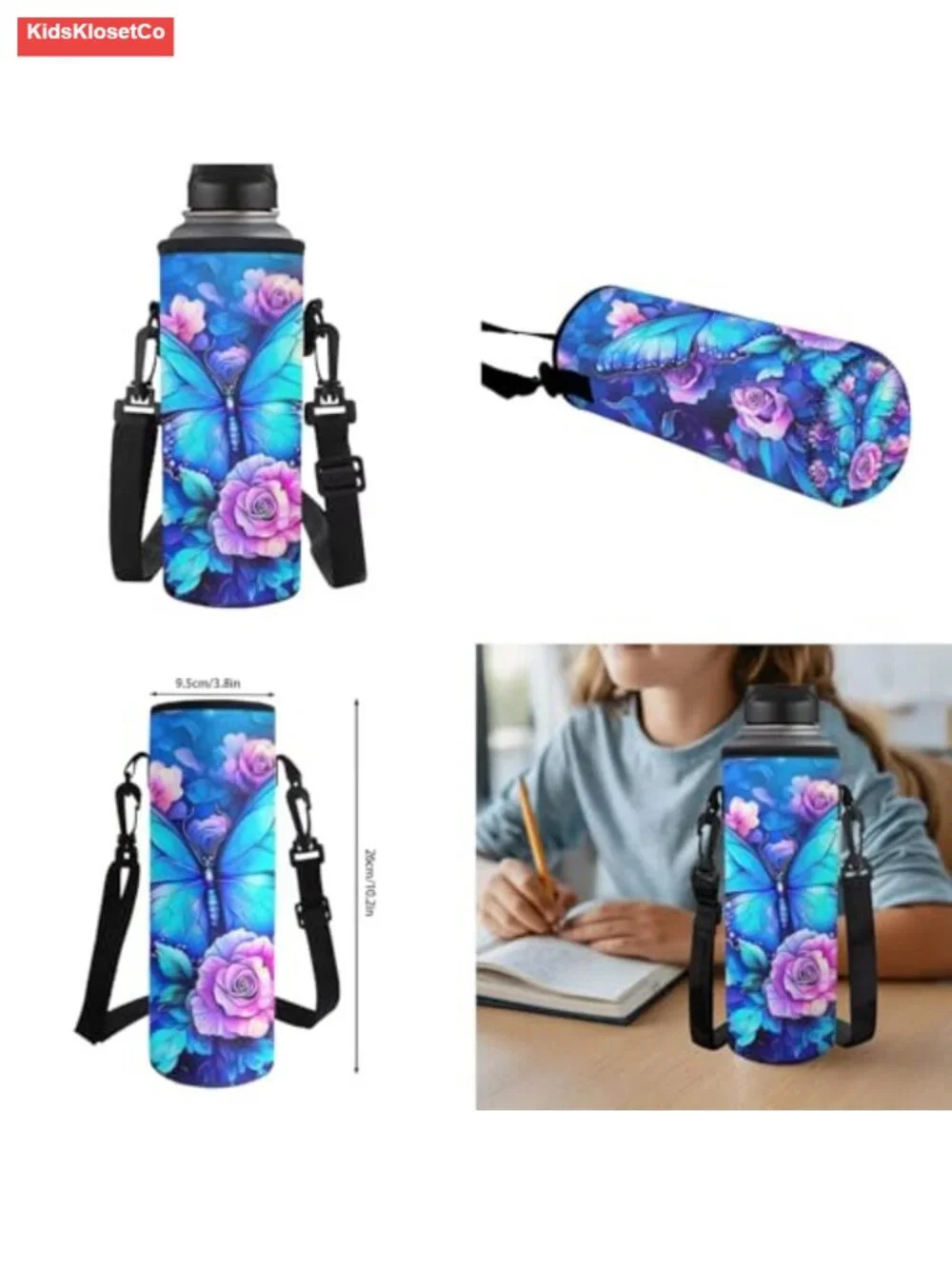 Butterfly Backpack Set with Lunch Box and Pencil Case for Toddler Girls